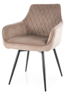 Skvelá jedálenská stolička, látka VELVET, čierna-tmavobéžová bluvel 40