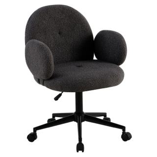 Kancelárske kreslo, čalúnené Bouclé látkou v sivej farbe