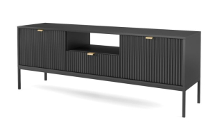 Televízny stolík s drážkovanými prednými časťami, čierna-čierna