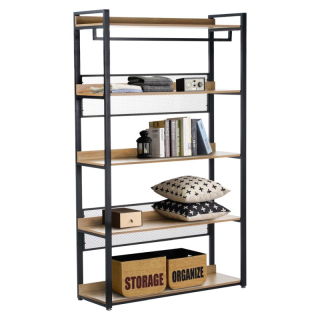 Štýlový regál s policami TYP3, dub-čierna