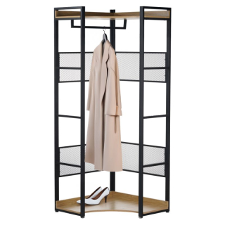 Štýlový rohový regál s policami TYP4, dub-čierna