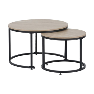 Konferenčné stolíky, set 2 ks, dub sonoma-čierny kov