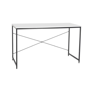 Písací stôl s kovovou konštrukciou, biela/čierna, 120x60 cm