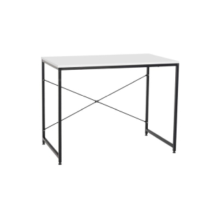 Písací stôl s kovovou konštrukciou, biela-čierna, 90x60 cm