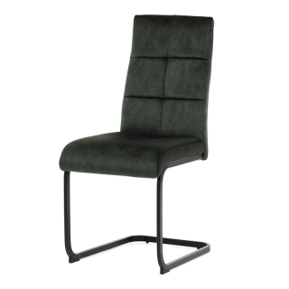 Stolička jedálenská, zelený zamat, čierna pohupová podnož