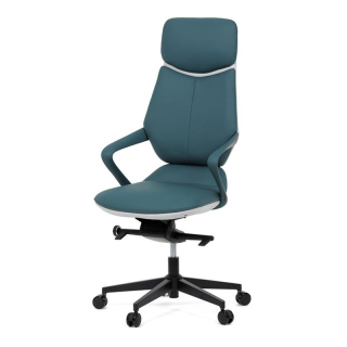 Tyrkysovo modré kancelárske kreslo z kvalitnej ekokože