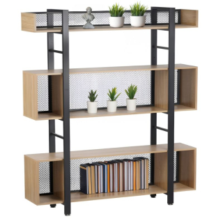 Štýlový 3-policový regál, dub-čierna