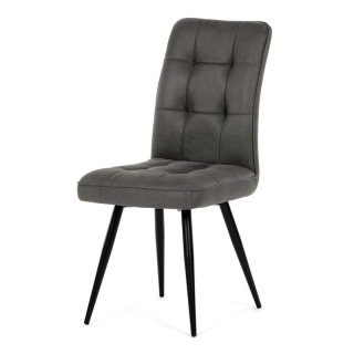 Stolička jedálenská, čalúnená sivou látkou v dekore brúsenej kože