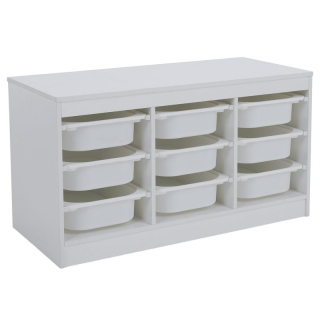 Organizér s úložnými boxami z MDF v bielej farbe