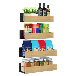 Praktické magnetické poličky, 4 ks, hnedá-čierna