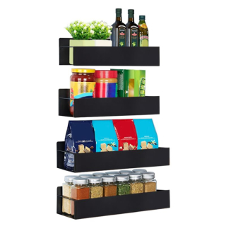 Praktické magnetické poličky, 4 ks, čierne