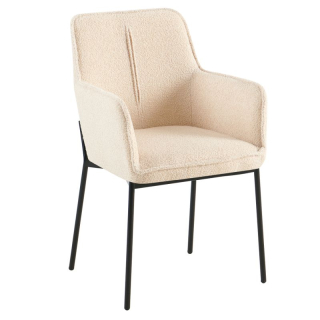 Pohodlné dizajnové kreslo čalúnené béžovou Bouclé látkou