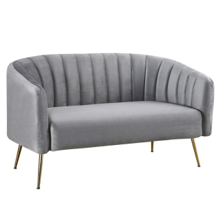 Dizajnový 2-sed, sivá Velvet látka-gold chróm zlatý