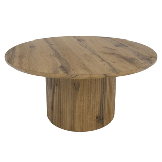 Originálny okrúhly konferenčný stolík, MDF vo farbe dub, priemer 80