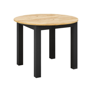 Jedálenský okrúhly rozkladací stôl, dub craft zlatý-čierna, 103-142