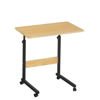 Nastaviteľný PC stôl s kolieskami, dub-čierna
