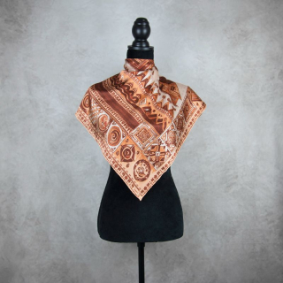 Módna hodvábna šatka ČIČMANY - SÉPIA, 90 x 90cm
