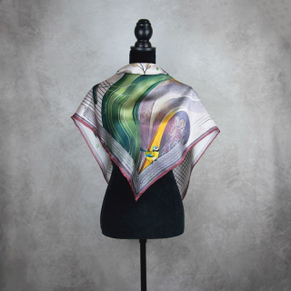 Módna hodvábna šatka SÝKORKA - PURPUROVÁ, 90 x 90cm