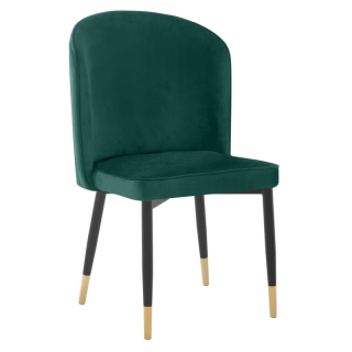 Elegantná jedálenská stolička zelená Velvet látka-čierna