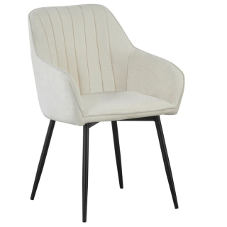 Dizajnové kreslo krémová látka, čierny kov