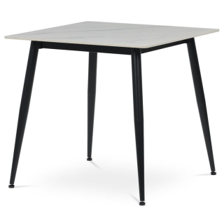 Stôl jedálenský 80x80 cm, keramická doska biely mramor