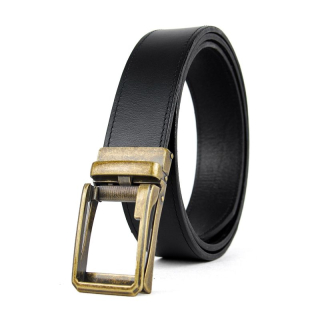 Opasok z pravej kože s automatickou prackou ANTIQUE - Čierna