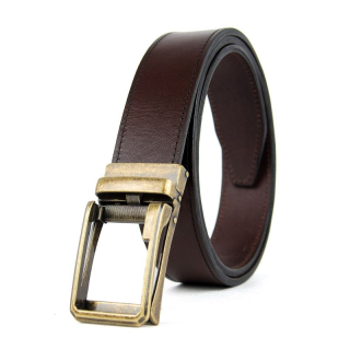 Opasok z pravej kože s automatickou prackou ANTIQUE - Tmavo hnedá