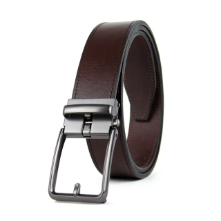 Opasok z pravej kože s automatickou prackou BLACK CLOSE - Tmavo hnedá