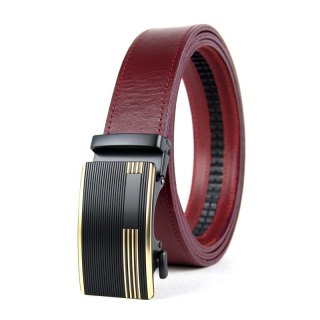 Opasok z pravej kože s automatickou prackou CLEAN LINE - Bordová