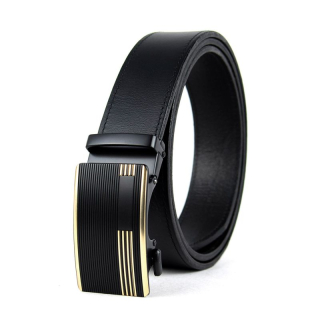 Opasok z pravej kože s automatickou prackou CLEAN LINE - Čierna