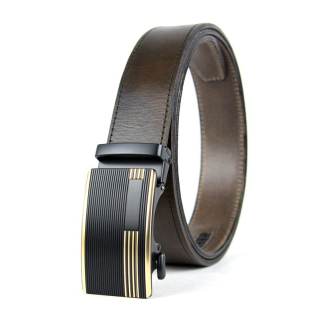 Opasok z pravej kože s automatickou prackou CLEAN LINE - Olivová