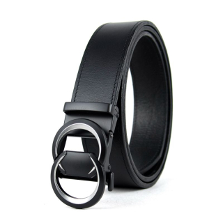 Opasok z pravej kože s automatickou prackou CRESCENT - Čierna