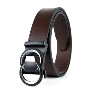 Opasok z pravej kože s automatickou prackou CRESCENT - Tmavo hnedá