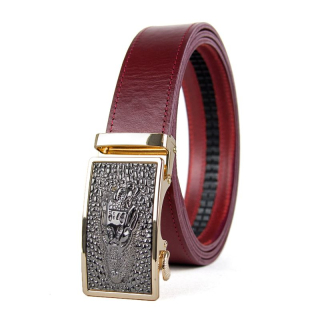Opasok z pravej kože s automatickou prackou GOLD CROCO - Bordová