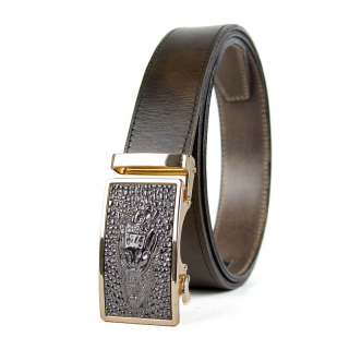 Opasok z pravej kože s automatickou prackou GOLD CROCO - Olivová