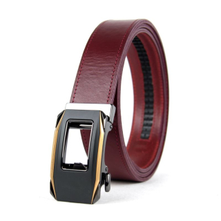 Opasok z pravej kože s automatickou prackou GOLD KEY - Bordová