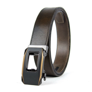 Opasok z pravej kože s automatickou prackou GOLD KEY - Olivová