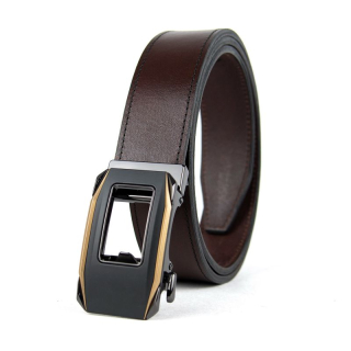 Opasok z pravej kože s automatickou prackou GOLD KEY - Tmavo hnedá