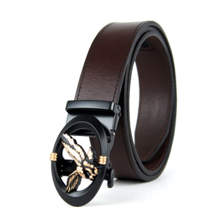 Opasok z pravej kože s automatickou prackou HAWK - Tmavo hnedá