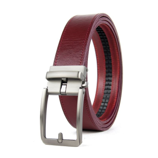 Opasok z pravej kože s automatickou prackou NICKEL CLOSE - Bordová