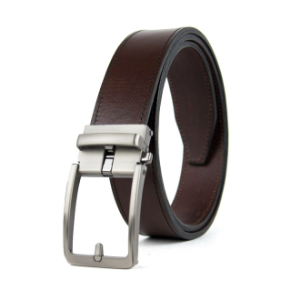 Opasok z pravej kože s automatickou prackou NICKEL CLOSE - Tmavo hnedá