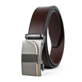 Opasok z pravej kože s automatickou prackou OVERTIME - Tmavo hnedá