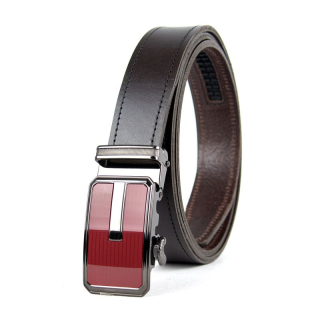 Opasok z pravej kože s automatickou prackou BLOOD - Tmavo hnedá