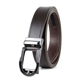 Opasok z pravej kože s automatickou prackou FINESSE - Tmavo hnedá