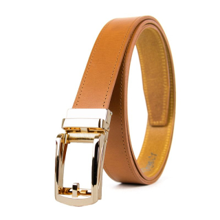 Opasok z pravej kože s automatickou prackou GOLD BELT - Koňaková