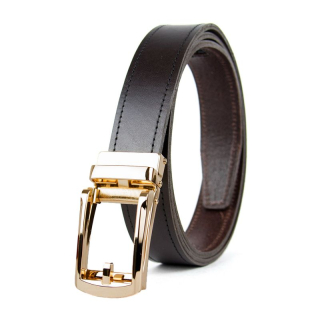 Opasok z pravej kože s automatickou prackou GOLD BELT - Tmavo hnedá