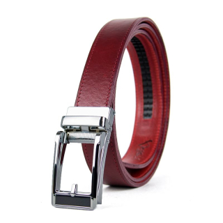 Opasok z pravej kože s automatickou prackou CHROME - Bordová