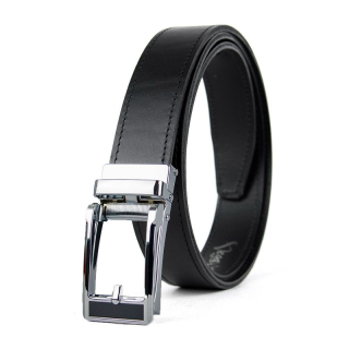 Opasok z pravej kože s automatickou prackou CHROME - Čierna