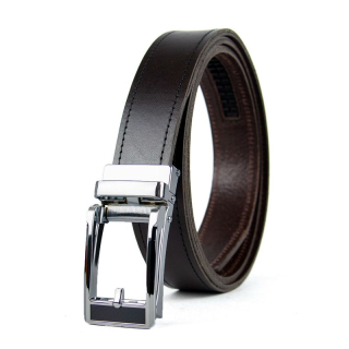 Opasok z pravej kože s automatickou prackou CHROME - Tmavo hnedá
