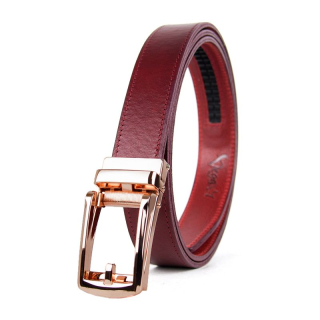 Opasok z pravej kože s automatickou prackou ROSE BELT - Bordová